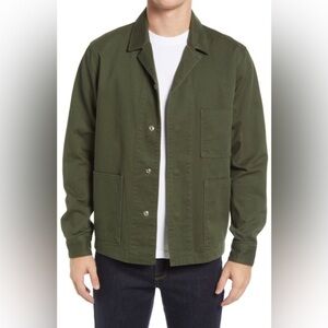 Frame Cotton Utility Workwear Jacket in Rifle Green Size Large